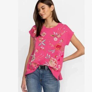 Johnny Was Joya  Embroidered Draped Tee Relaxed Fit